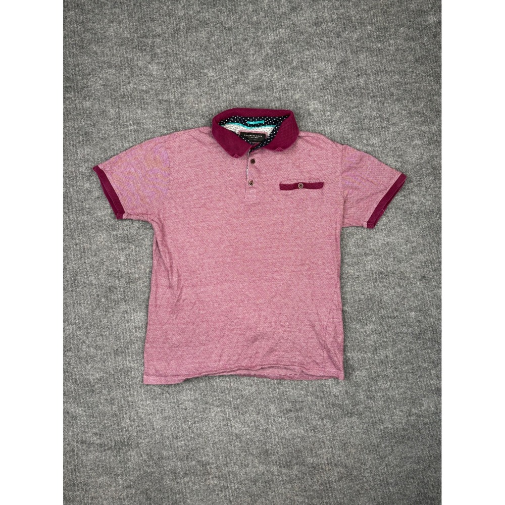 Denim & Flower Ricky Singh Mens Small Polo Shirt Maroon Textured Short Sleeve